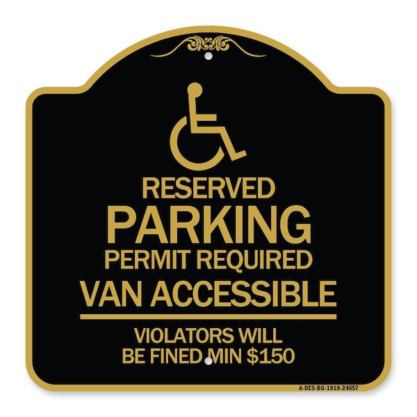 Connecticut Reserved Parking Permit Required Van Accessible Violators Will Be Fined M, BG-1818-24657